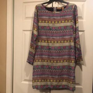 Wrangler -Medium -Southwest Print Dress -Back Zip -Pointed Hem Sleeves